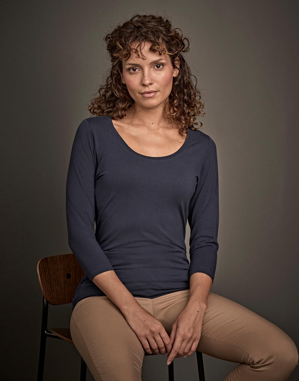 Ladies` 3/4 Sleeve Stretch Tee