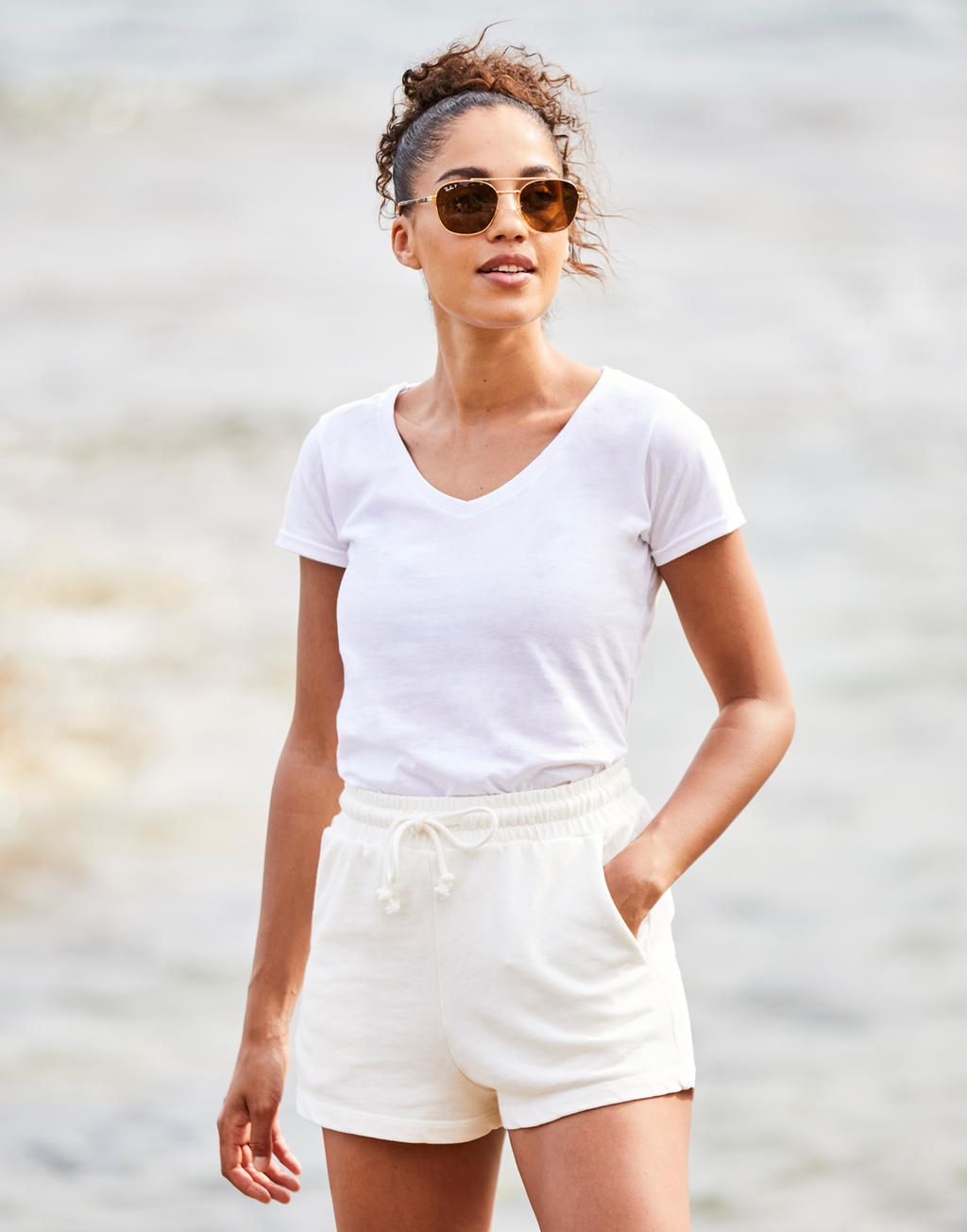 Ladies` Iconic 150 V Neck T